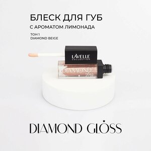 LavelleCollection Блеск для губ Diamond gloss, тон 01 beige, 5мл