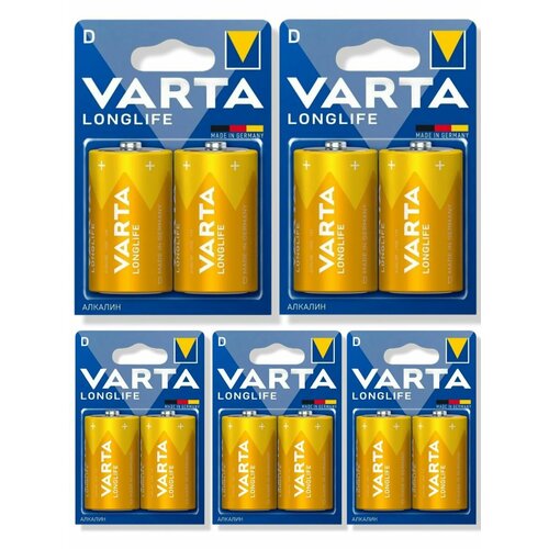 Батарейки D VARTA LONGLIFE D / LR20, щелочные, 10 шт батарейки varta v27a 12v