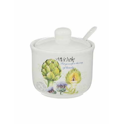 MILLIMI Артишоки Солонка с ложкой, 260мл, 9,5х9,5 см, керамика