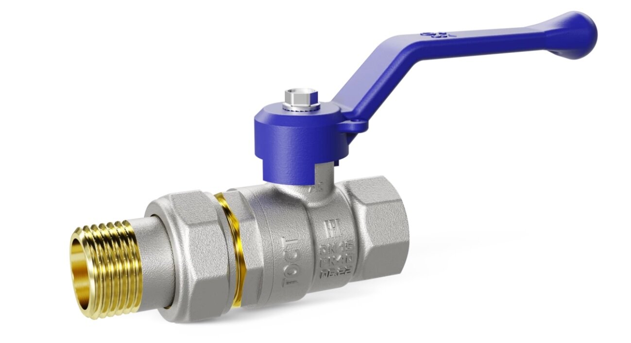 Кран шаровой латунный LD Pride 47.15. В-ГШ. Р Ду 15 Ру 40 рычаг (blue). арт. LD 47.307.15 B