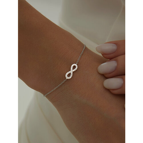 фото Браслет-цепочка miestilo, серебро, 925 проба, родирование, серебрение, золочение, циркон, фианит