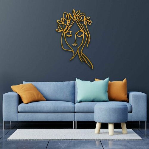 Декоративное металлическое панно, Русская девушка (матовое золото)