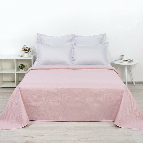 фото Покрывало 150х215 см полисатин (ультрастеп) пудровый артдизайн