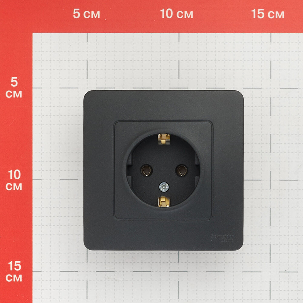 Розетка 1-м СП Blanca 16А IP20 250В с заземл. без защ. шторок антрацит SchE BLNRS001016