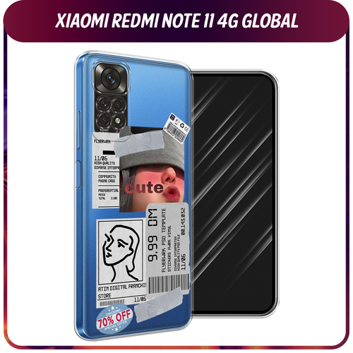 Силиконовый чехол на Xiaomi Redmi Note 11 4G Global/Redmi Note 11S / Редми Ноут 11 Global/11S Cute girl collage, прозрачный силиконовый чехол на xiaomi redmi note 11 4g global redmi note 11s редми ноут 11 global 11s бордовые розы фон прозрачный