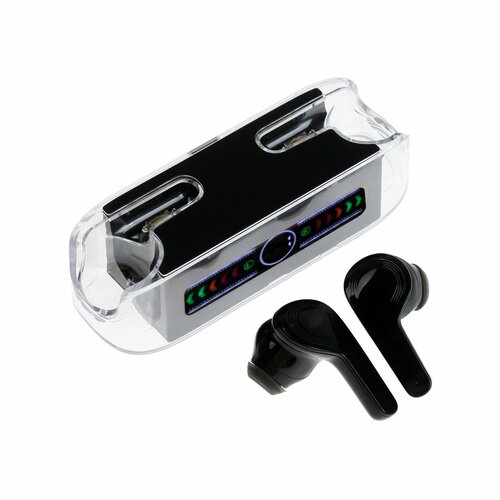 Наушники беспроводные KM12 TWS вкладыши BT 50 30200 мАч прозрачные чёрные 1шт 1239₽