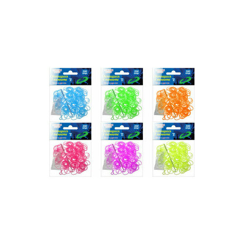 *Набор д/творч(Tukzar) Резиночки д/плетения флюоресц. одноцв. [пакет] (200 резинок, крючок, соединительные клипсы) (в ассорт.) (AN-09)