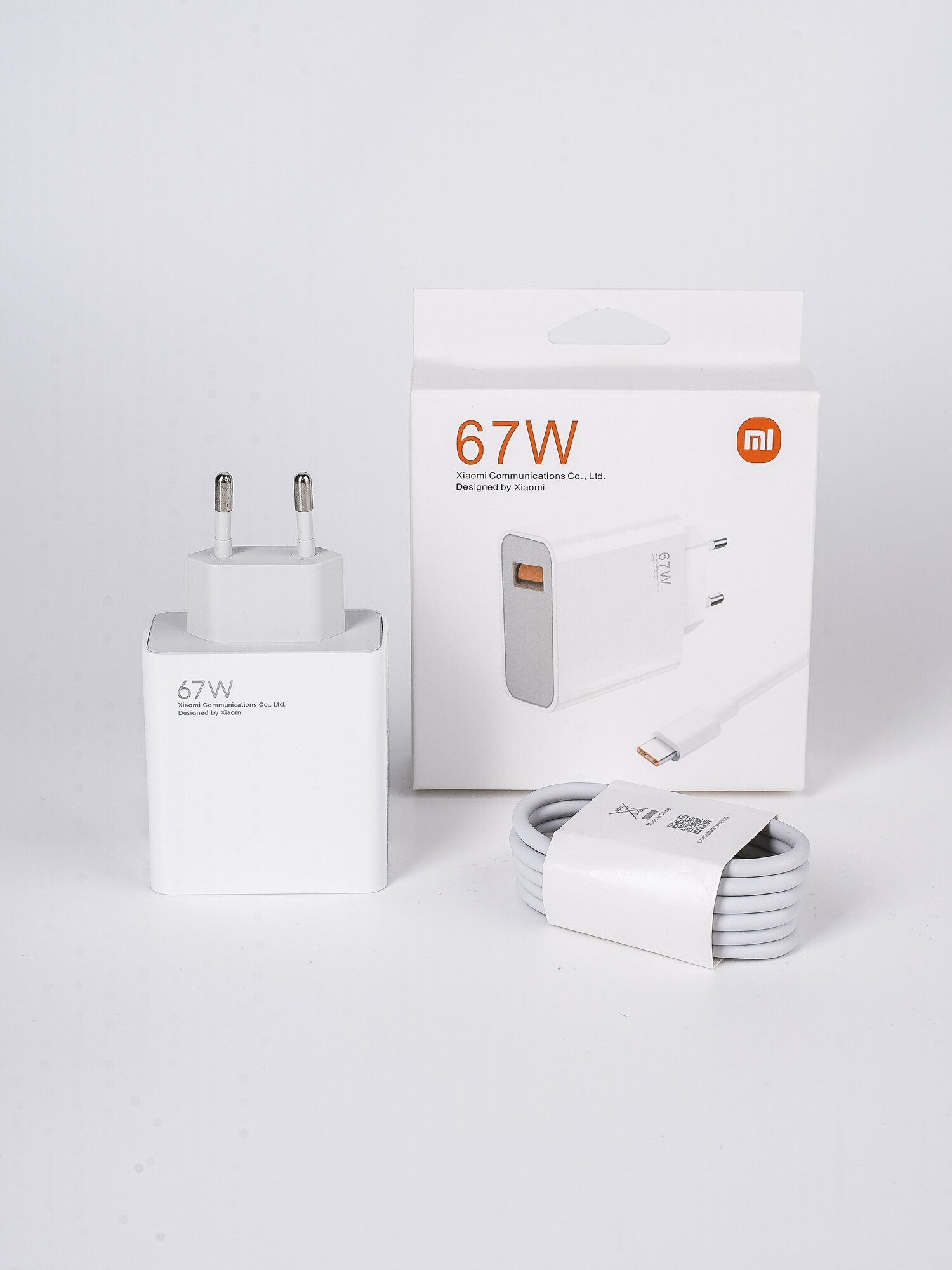 фото Сетевой адаптер для Xiaomi 67W в комплекте с кабелем Type-C USB 6A / Сетевое зарядное устройство