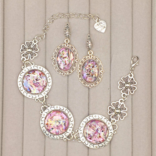 Серьги с подвесками, перламутр, ракушка, сиреневый