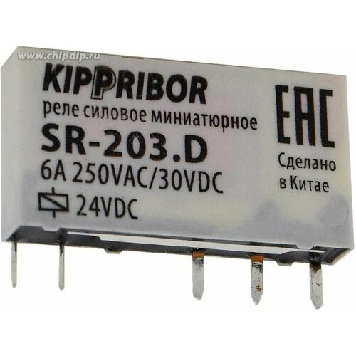 SR-203. D KIPPRIBOR Промежуточное реле 1-контактное, 6A/250VAC, 24VDC pyf 011be 3 240ac 60dc колодка для реле sr 1 конт тип pyf