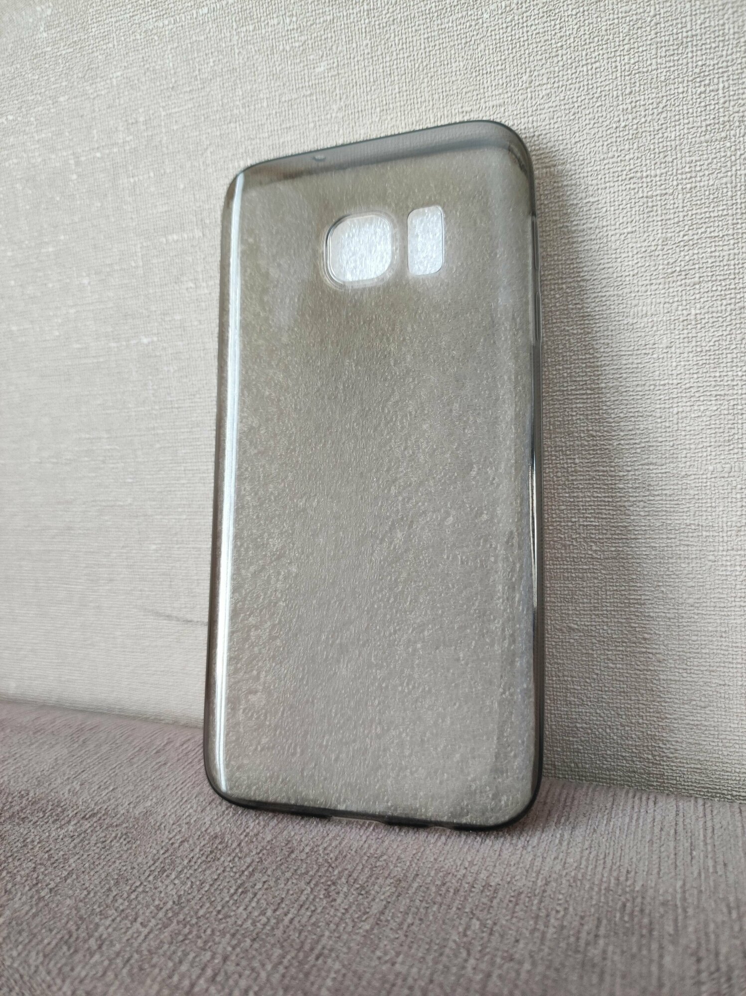 Samsung Galaxy S7 SM-G930 Силиконовый тёмно-прозрачный чехол, Самсунг галакси с7 СМ-Г930