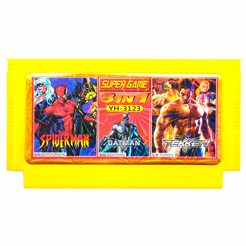 Картридж 8-bit 3 в 1 SPIDERMAN|BATMAN|TEKKEN (YH 3123) английский язык сборник игр 4 в 1 yh 8024 garou densetsu family tennis dragon fire shin jinrui 8 bit английский язык