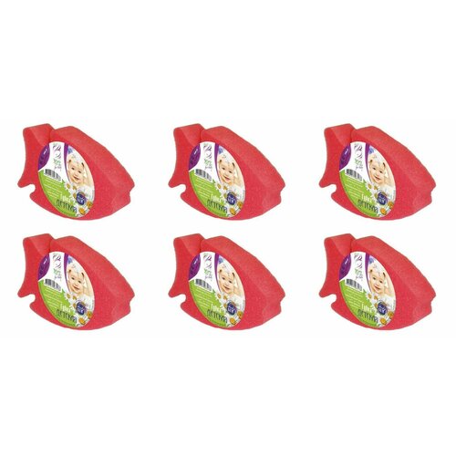 Эдит Губка для тела детская,150х105х40 мм, красная, 6 шт