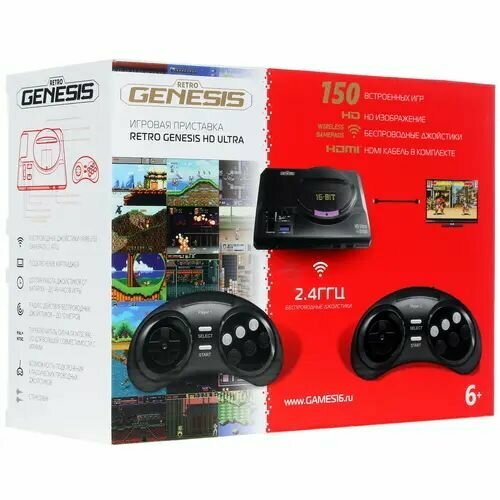 SEGA Retro Genesis HD Ultra + 150 игр (2 беспроводных 2.4ГГц джойстика, HDMI кабель) ConSkDn70 611416 игровая приставка retro genesis hd ultra 150 игр