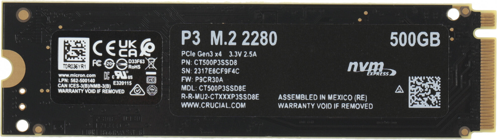 Накопитель SSD Crucial P3 500Gb (CT500P3SSD8) - фото №17
