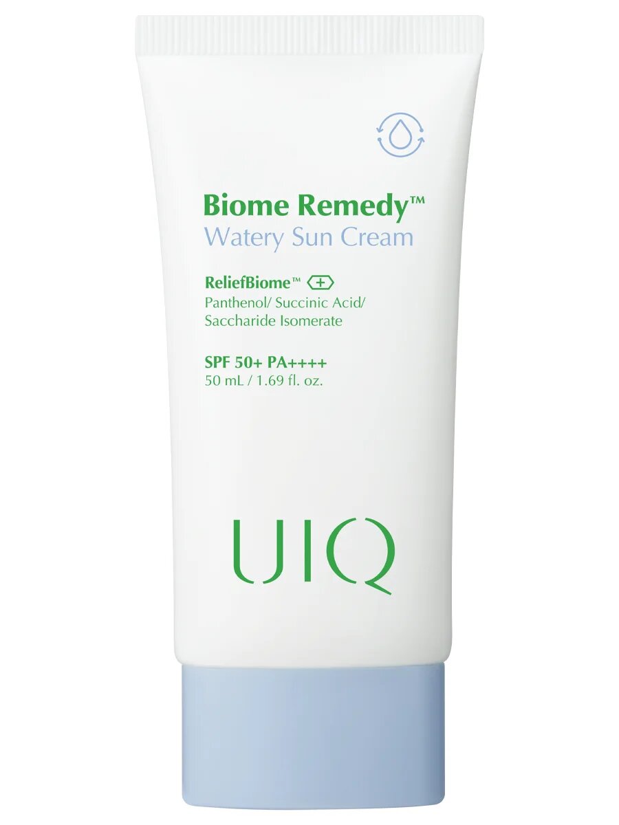 Легкий увлажняющий солнцезащитный крем с постбиотиками UIQ SPF50 Biome Remedy™ Watery Sun Cream 50 мл