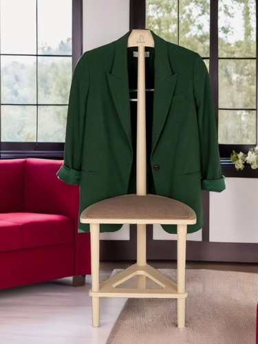 Изображение товара Вешалка деревянная костюмная с сиденьем PRIME Фьюжн цвет слоновая кость