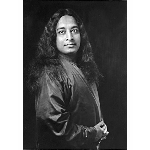 Парамаханса Йогананда (Paramhansa Yogananda), Холст, картина с изображением любимого гуру, с подрамником из дерева сосны 40 на 50 см/Лахири Махасайя/ Свами Шри Юктешвара Гири/Крийя йога/