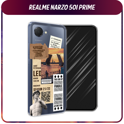 Силиконовый чехол на Realme Narzo 50i Prime / Реалми Нарзо 50i Прайм Санкт-Петербург коллаж, прозрачный силиконовый чехол на realme narzo 50i prime реалми нарзо 50i прайм прозрачный