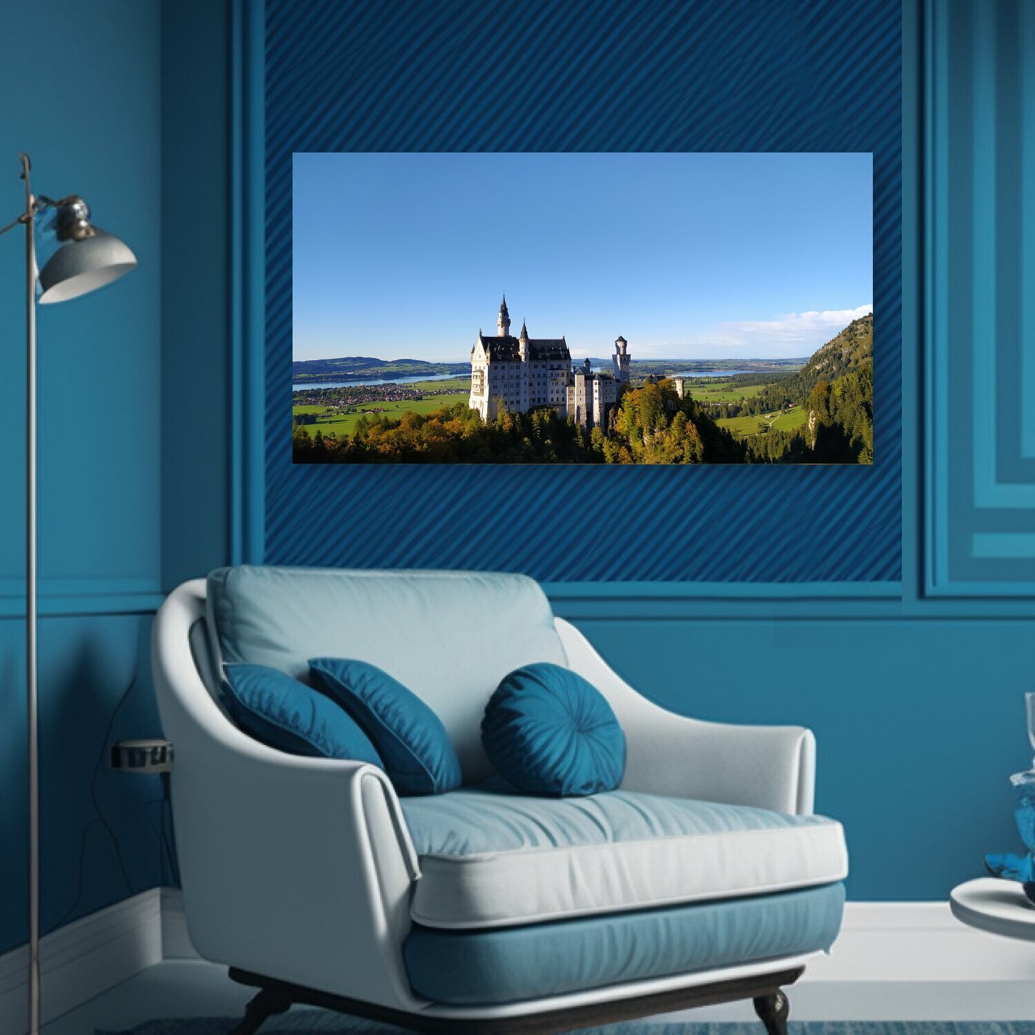 Картина на холсте "Замок нойшванштайн, замок, сказочный замок" на подрамнике 75х40 см. для интерьера