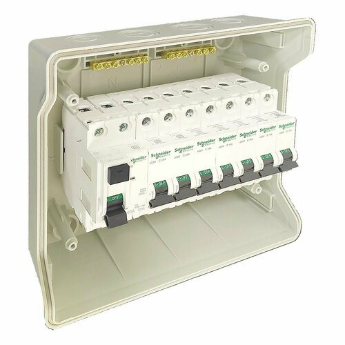 Распределительный щиток SHPN-9WAYS-1, IP66, 1 УЗО, 7 автоматических выкл. SE