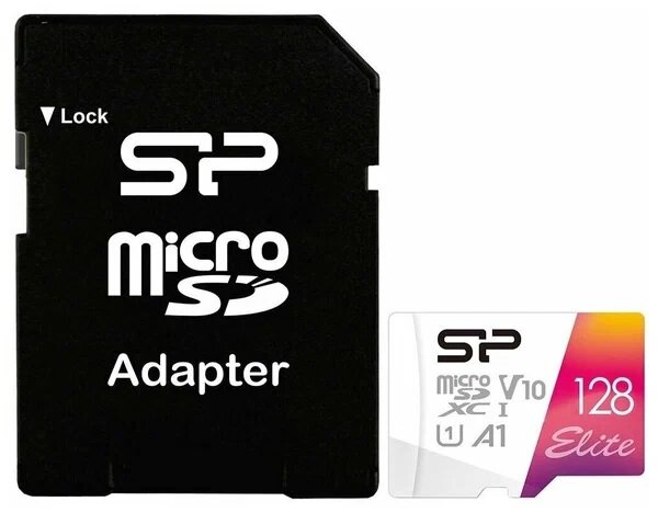 Карта памяти Silicon Power Micro SDHC 128 Гб Class10 SP128GBSTXBV1V20SP Elite + adapter карта памяти microsd