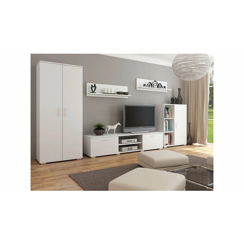 Стенка Денвер-5 (Икар) Белый Фасадный 0101 по мотивам Ikea Икея, 310х190х50 см, ЛДСП