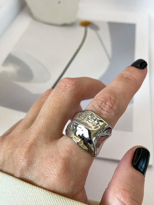 Кольцо широкое кольцо женское, серебряный