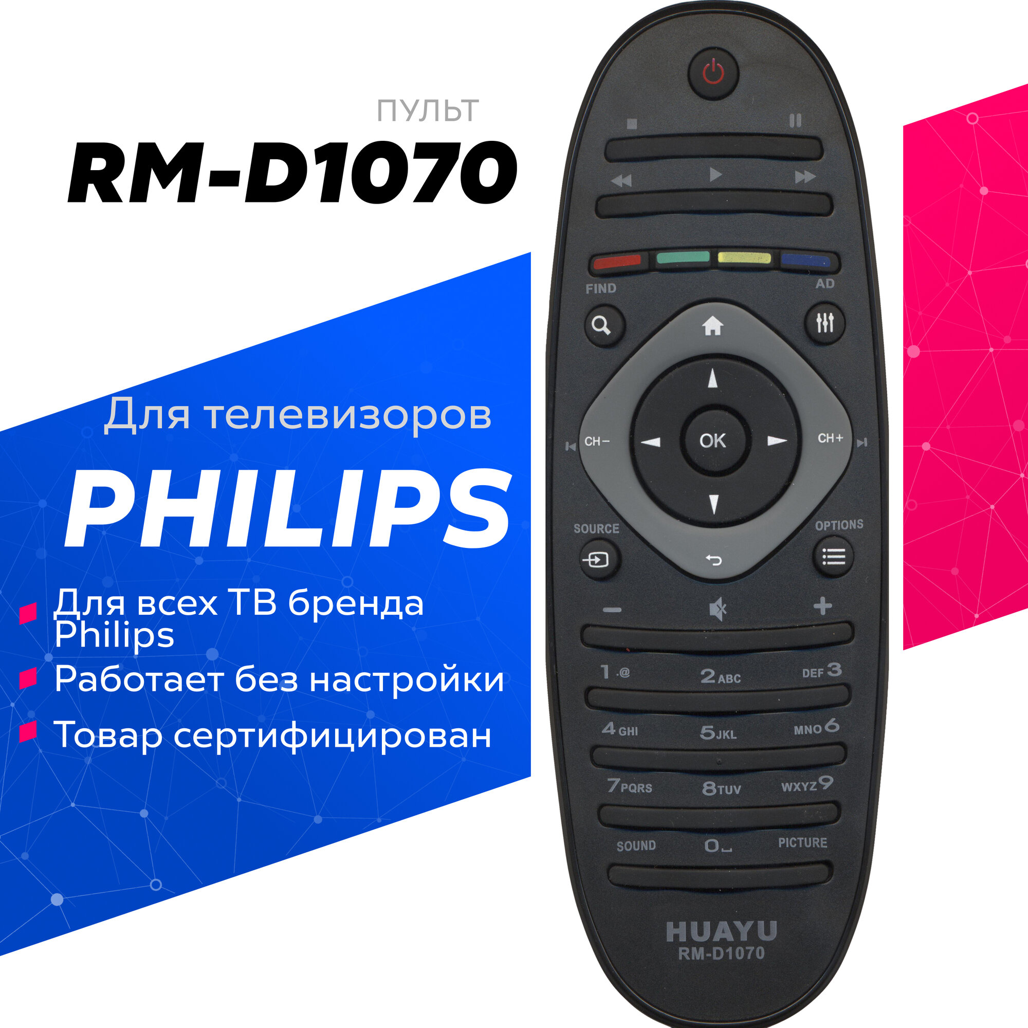 Пульт универсальный для телевизоров PHILIPS RM-D1070