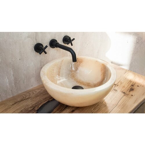 Желтая раковина для ванной Sheerdecor Bowl 637016111 из натурального камня оникса