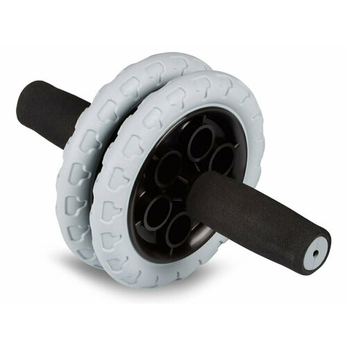 Ролик гимнастический 2 колеса INDIGO усиленный, неопреновые ручки, черно-серый