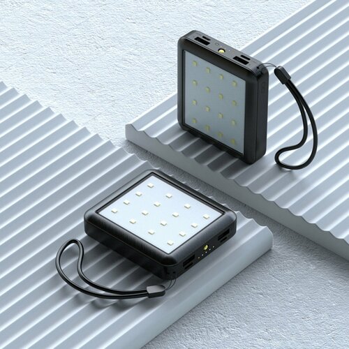 Внешний аккумулятор 484 10000 мАч кабели Type-CLightningMicroUSB фонарь чёрный 2621₽