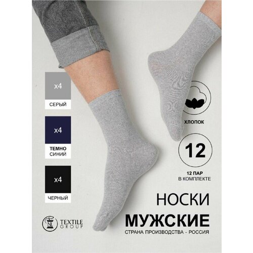 Носки NL Textile Group, 12 пар, размер 27, серый, черный комплект носков nl textile group мужские набор 10 пар короткие размер 27 размер обуви 40 42