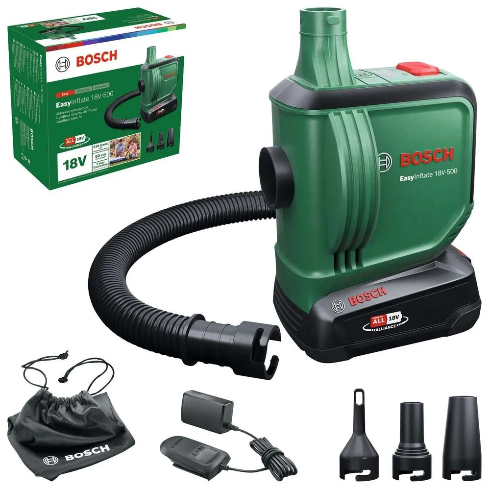 Аккумуляторный насос Bosch Easy Inflate 18V-500, 1 акк 18V 2.0Ач, 0603947201