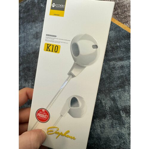 Проводные наушники капельки с микрофоном Cokike K10 116 Дцб 130см 32 Ом разъем 35мм для старых телефонов магнитолы радио MP3-плеера VR-о 588₽