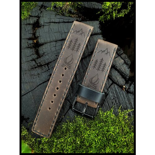 Ремешок из натуральной кожи для часов Samsung 22 мм / Кемпинг / 170-200 мм / темно-коричневый