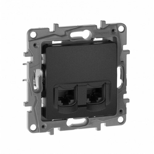 Legrand Etika антрацит розетка компьютерная 2-ая RJ45, кат.5е UTP 672655 (10 шт.)