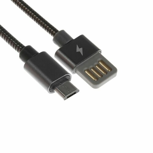 Кабель MicroUSB - USB 21 А металлическая оплётка 1 метр чёрный 394₽