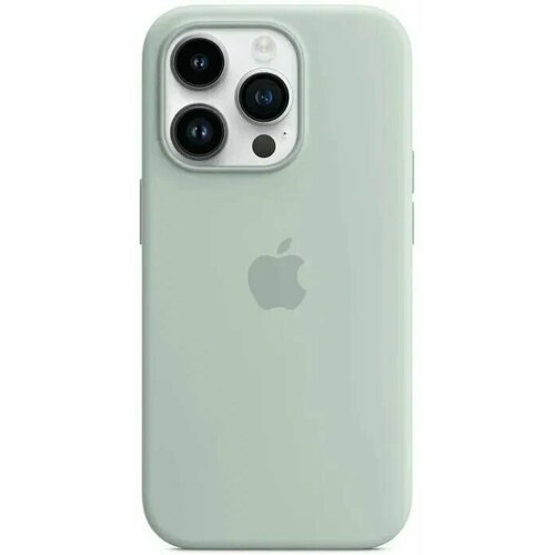 Чехол-накладка для iPhone 14 Pro Silicone Case MagSafe, цветная анимация, Succulent бирюзовый