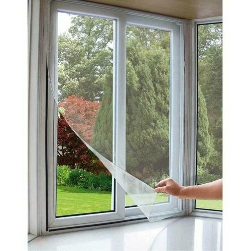 Антимоскитная сетка для окон с защитой от насекомых 2 шт. белая 150 на 150