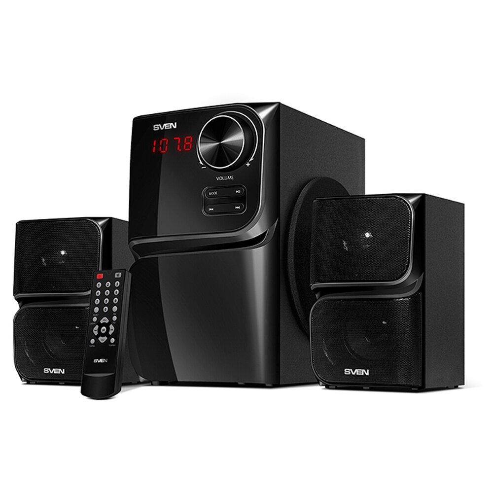 Компьютерные колонки Sven MS-305, 2х10 W + Subwoofer 20 W, Bluetooth, FM, LED-дисплей, USB, SD (SV-013615)