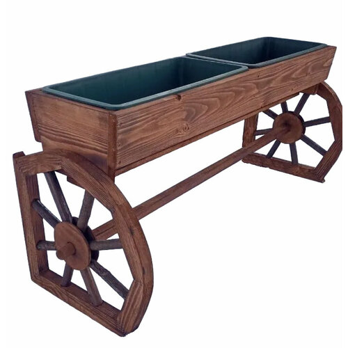 Садовая фигура цветник угловой деревянный с двумя лотками 40*42*95