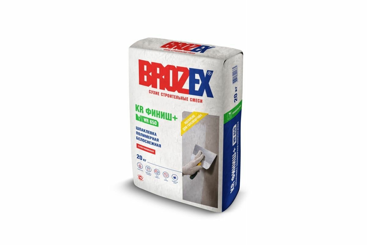 Шпаклевка полимерная белоснежная BROZEX WR 650 KR Финиш+ , 20кг