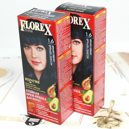 Краска 2 шт для волос 16 FLOREX-SUPER Иссине-черный 605₽