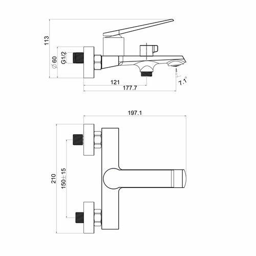 Cмеситель для ванной TOKITO TOK-URA-1014