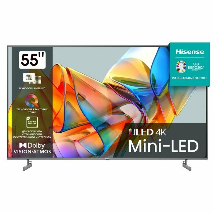 Телевизор HISENSE 55U6KQ, 55", 3840x2160, DVB-T2/C/S2, HDMI 3, USB 2, m-LED, Smart TV, черный