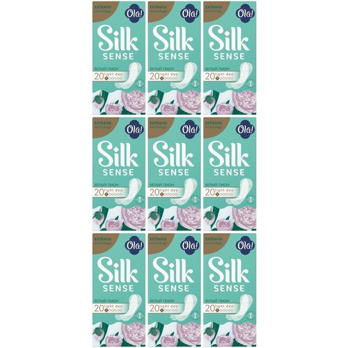 Ola! Прокладки ежедневные, Silk Sense Light Deo, Белый пион, 20 шт в уп, 9 упаковок