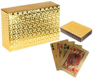 *Карты игр. 54л. Покер Золотое сечение (пластик; золот. рубашка) (ИН-5915)