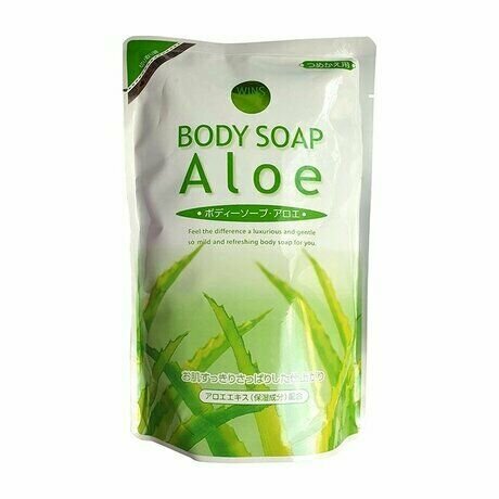 WINS Aloe Гель для душа увлажняющий с экстрактом алоэ 480мл. мягкая экономичная упаковка / Гель для душа женский и мужской / Япония