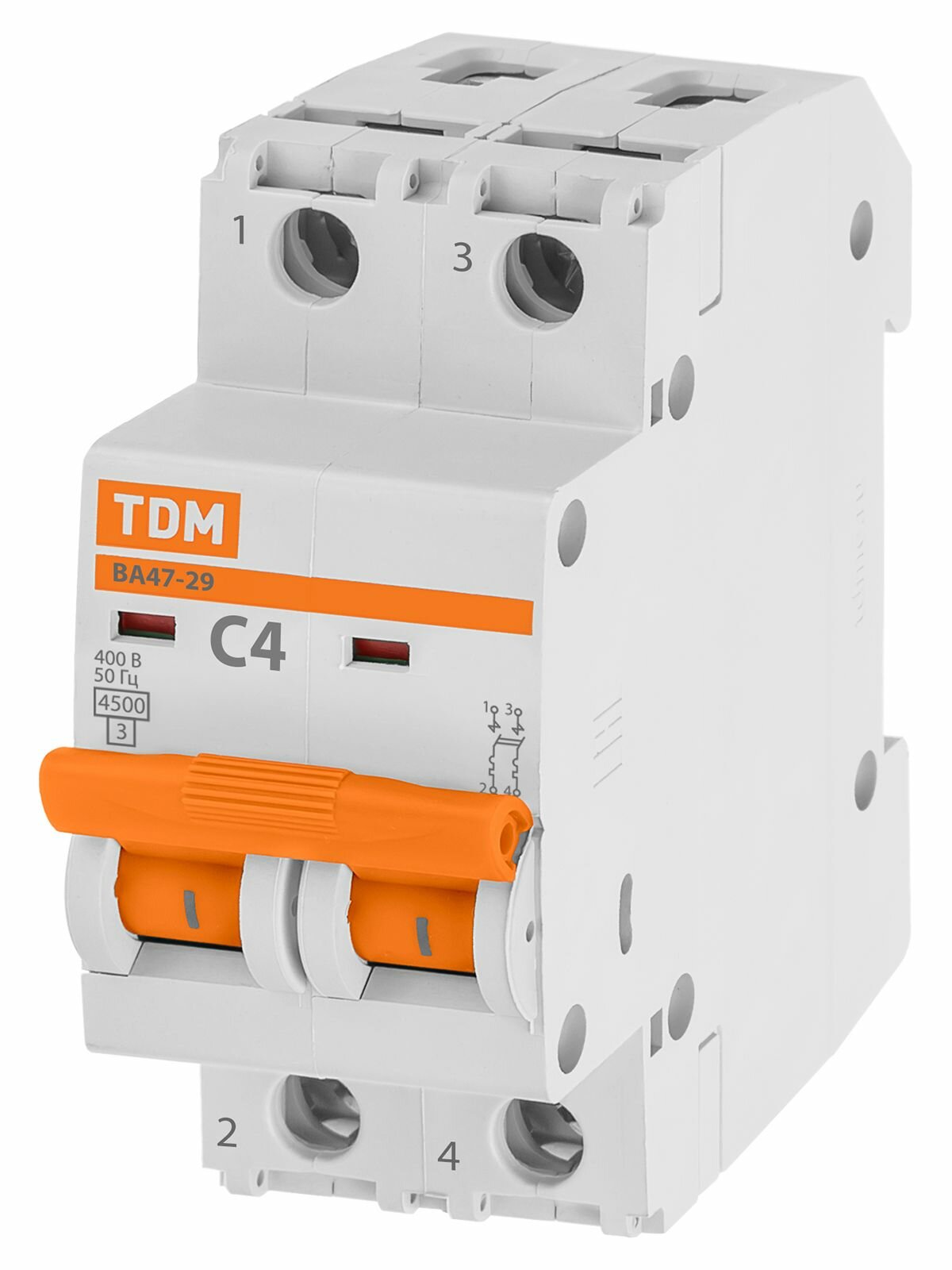 Авт. выкл. ВА47-29 2Р 4А 4,5кА х-ка С TDM, цена за 1 шт